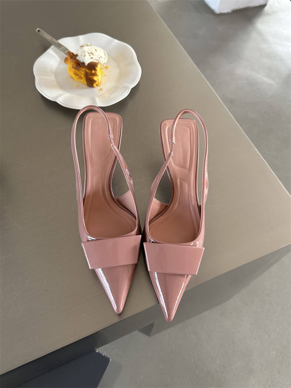 Damen Sandalen Mit Quadratischer Schnalle Spitze Stiletto Mittelhoch – Elegante Absätze