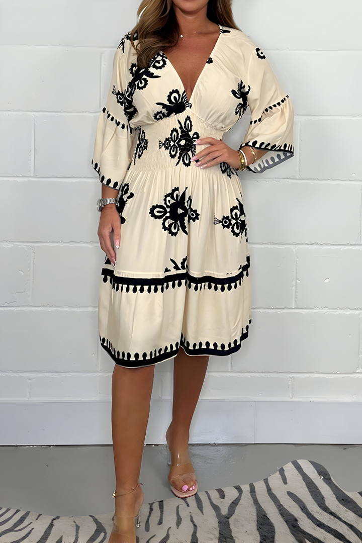 Damen Sommerkleid Im Boho Stil Mit Langarm