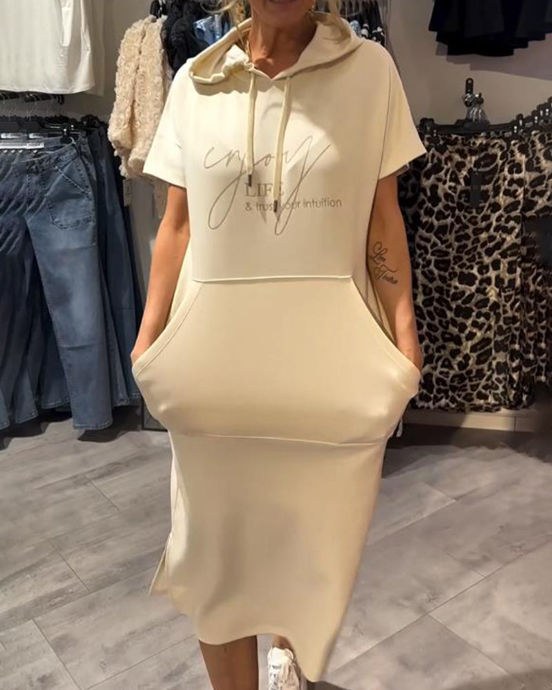 Damen Midikleid Mit Kapuze