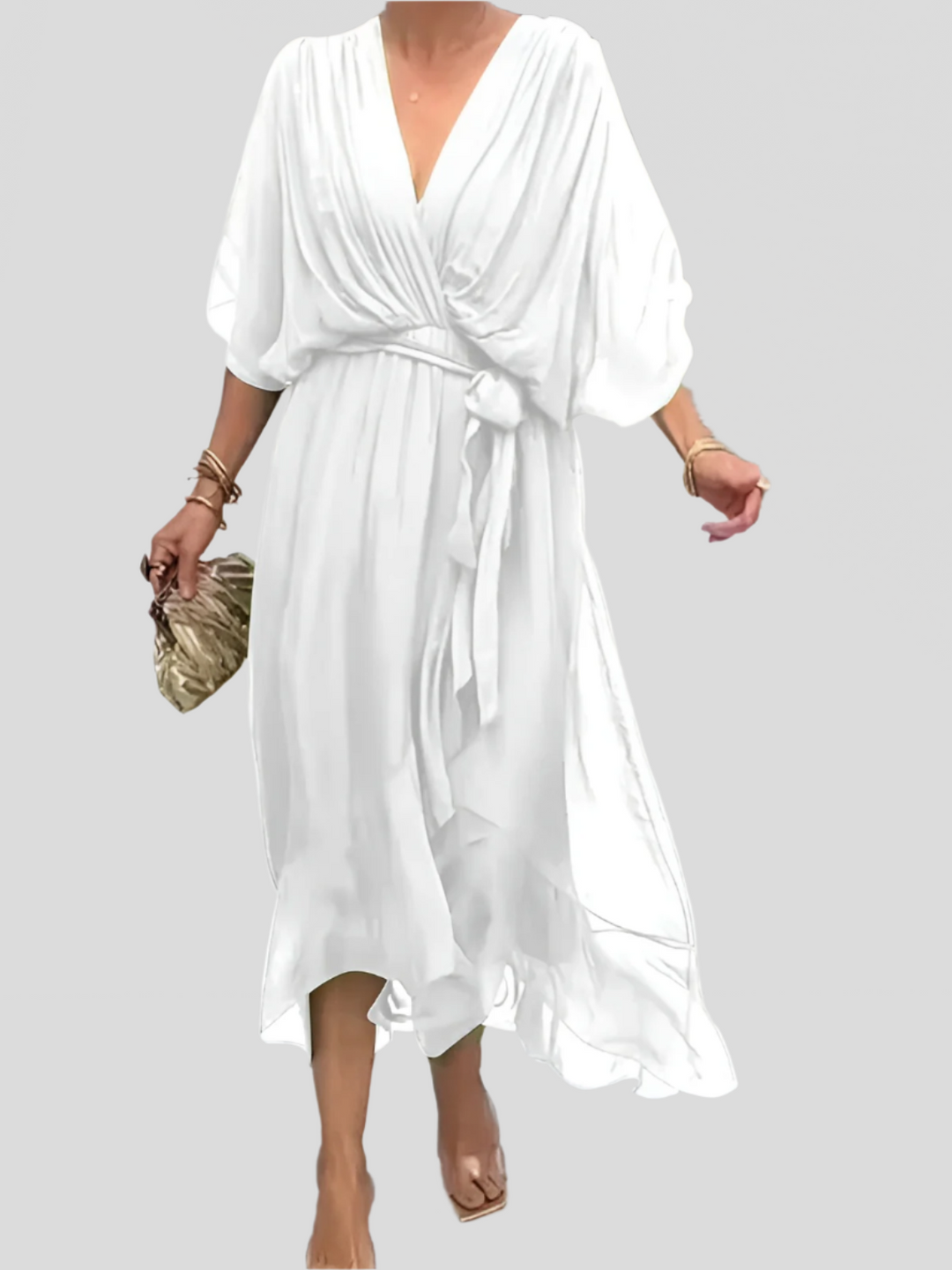 Damen Kleid Mit V Ausschnitt Und Wickelstil