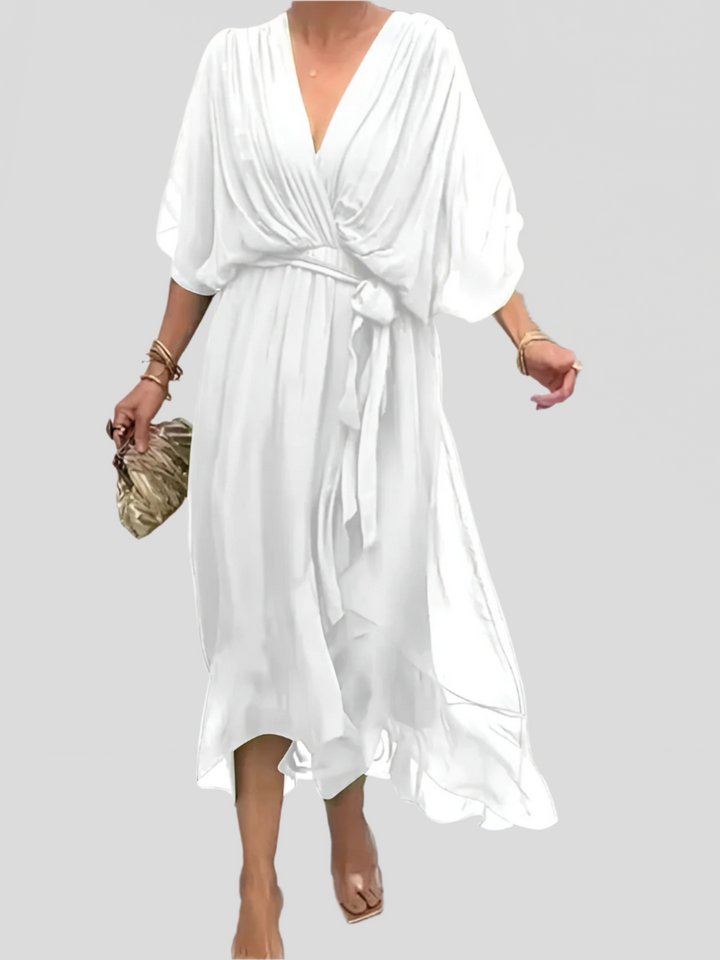Damen Kleid Mit V Ausschnitt Und Wickelstil