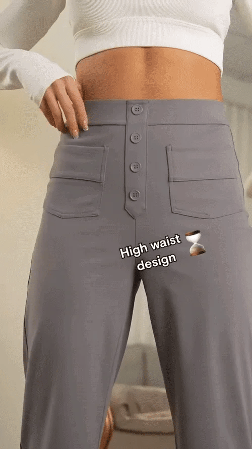 Damen Stretchhose Mit Hohem Bund
