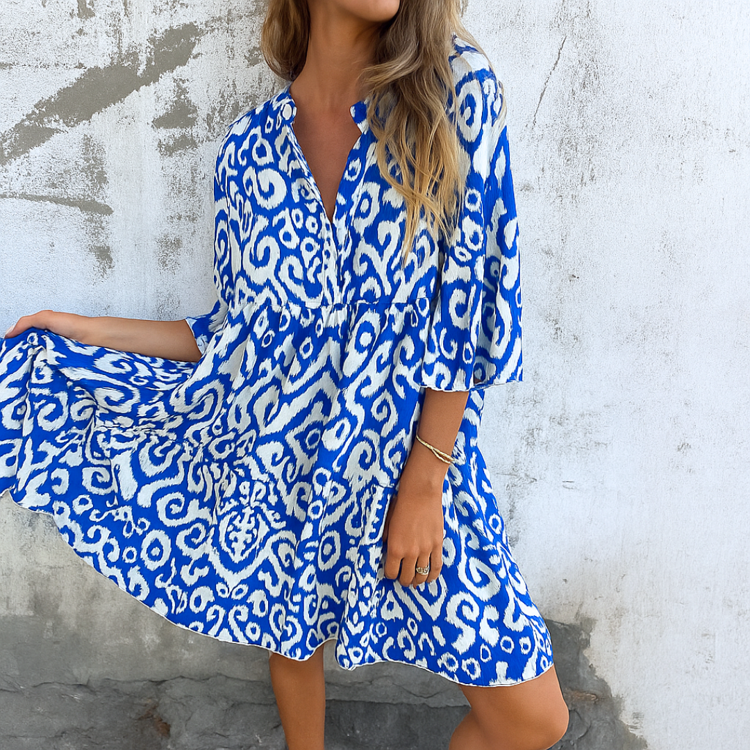 Damen Kleid Mit V Ausschnitt Und Lockerer Passform