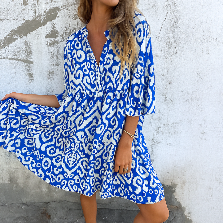 Damen Kleid Mit V Ausschnitt Und Lockerer Passform