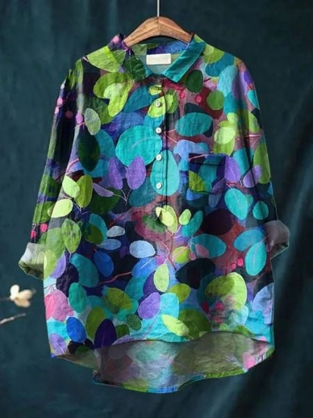 Damen Langarm Bluse Mit Blumenmuster