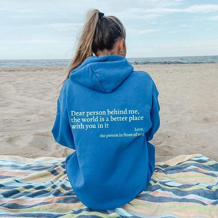 Damen Weißer Oversize Hoodie – "Dear Person Behind Me" Sweatshirt