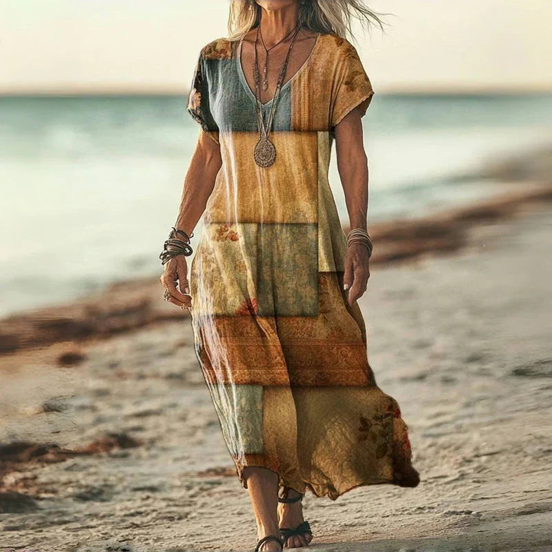 Damen Vintage Maxi Strandkleid