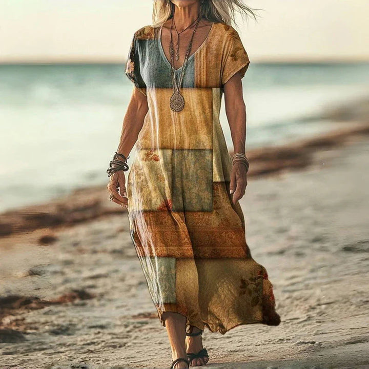 Damen Vintage Maxi Strandkleid