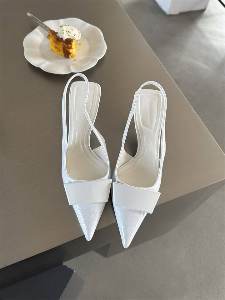 Damen Sandalen Mit Quadratischer Schnalle Spitze Stiletto Mittelhoch – Elegante Absätze