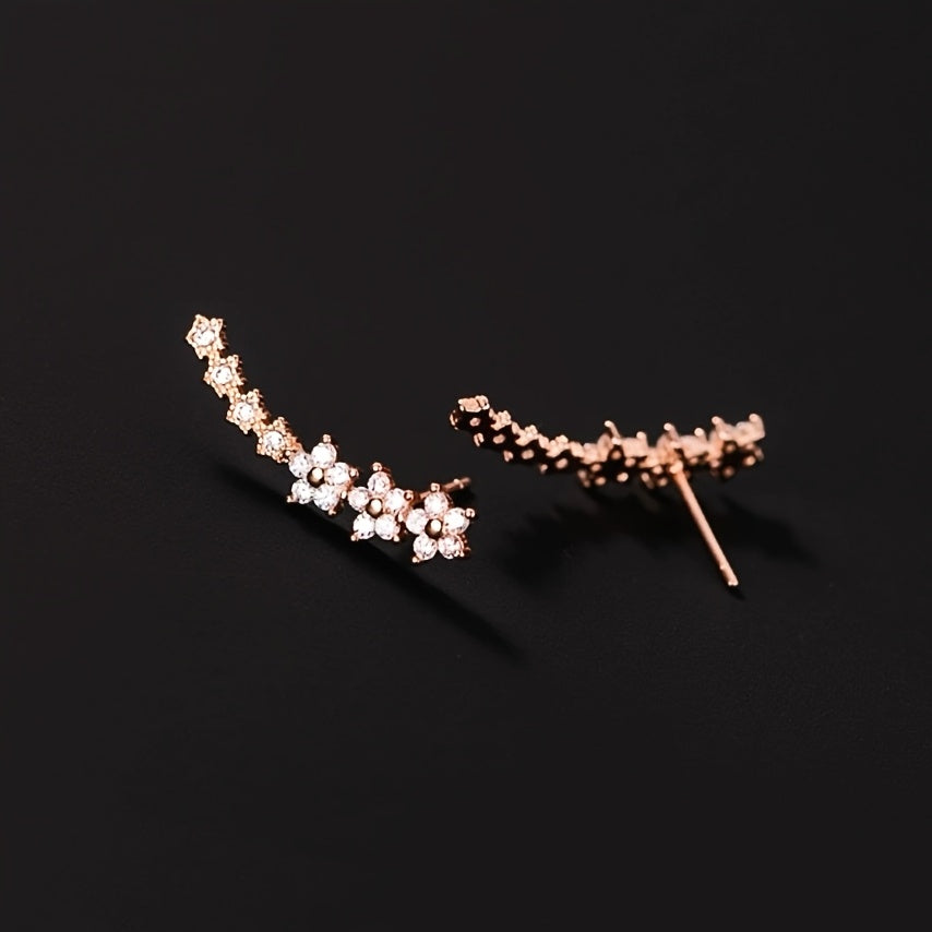 Damen Glitzernde Ohrklemmen Mit Blumen- Und Sternenmotiv – Eleganter Schmuck