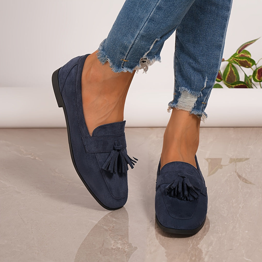 Damen Vintage Slip-On Flats Mit Quasten – Weiche Sohle Komfortschuhe