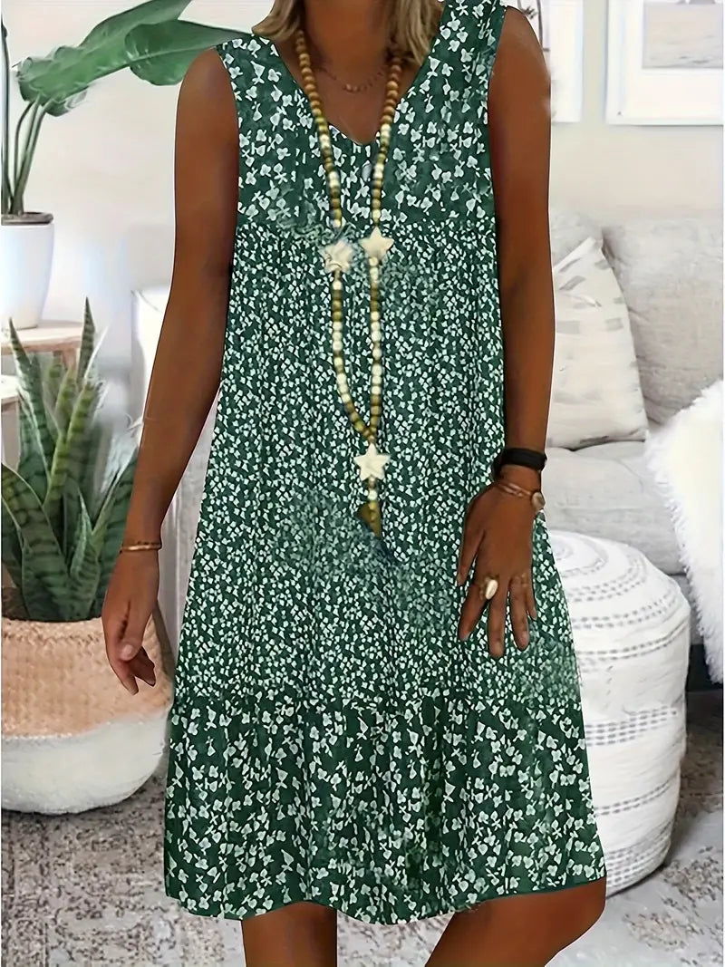 Damen V Ausschnitt Blumen Kleid