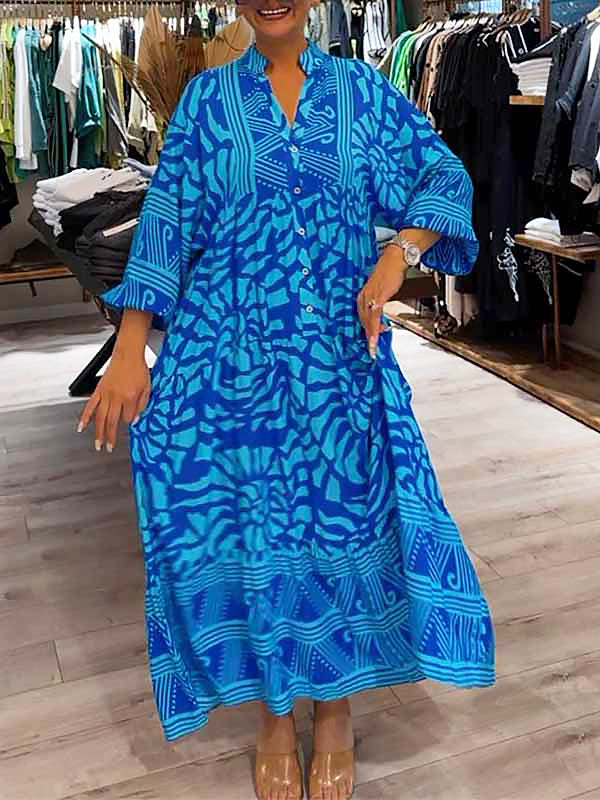 Damen Boho Maxikleid Mit V Ausschnitt