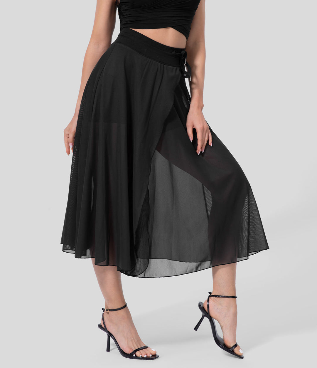Damen Chiffonrock Mit Hohem Bund