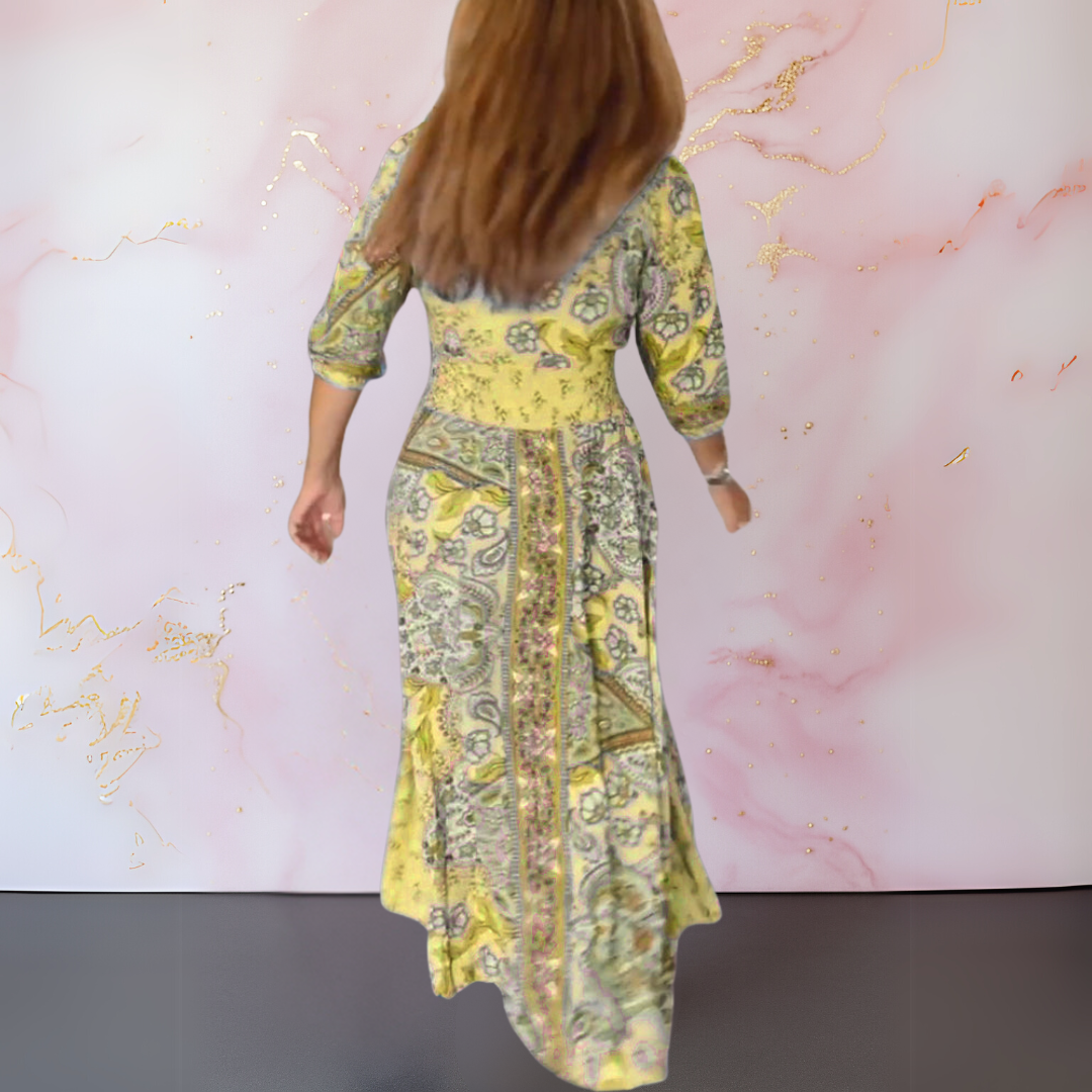 Damen Maxikleid Mit V Ausschnitt Im Boho