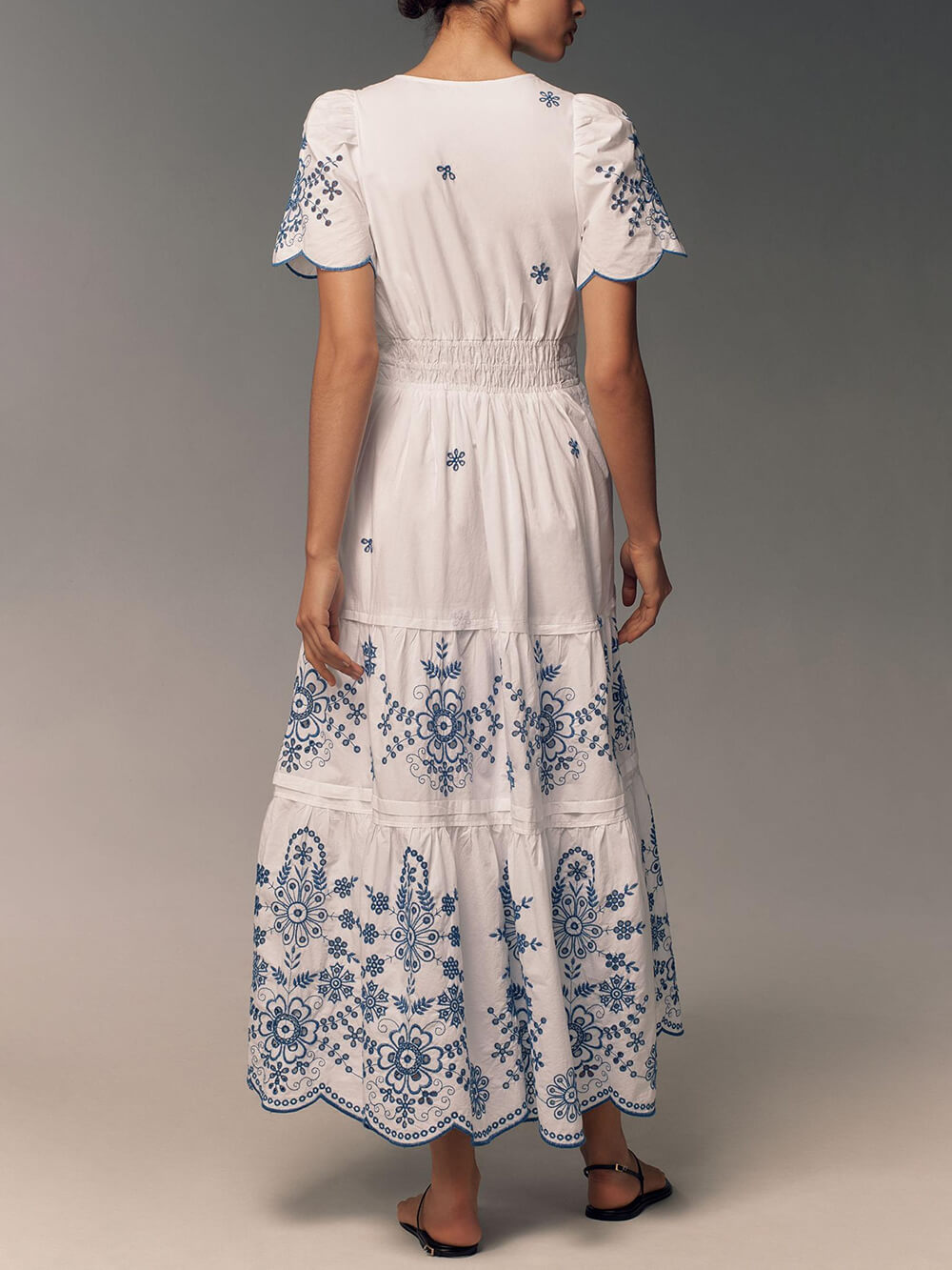 Damen Fließendes Bedrucktes Maxikleid Mit Geraffter Taille – Elegantes Sommerkleid