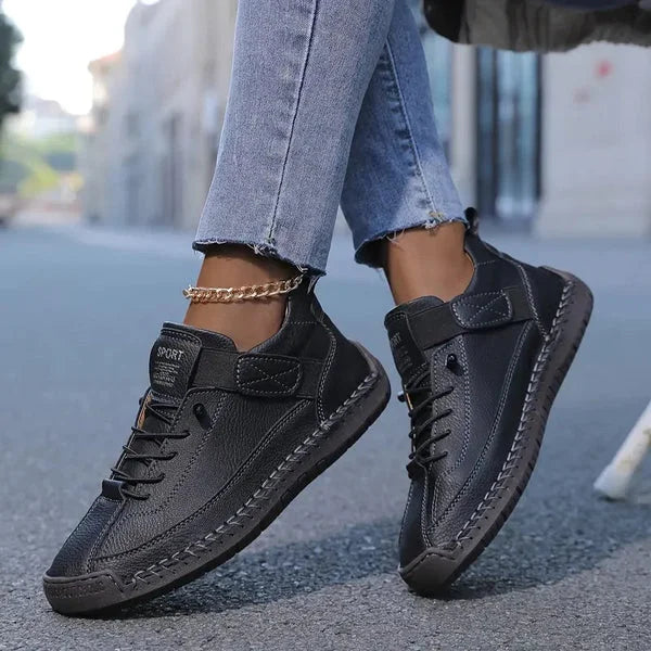Damen-Sneaker aus Leder mit Schnürung – Bequeme und stützende Laufschuhe