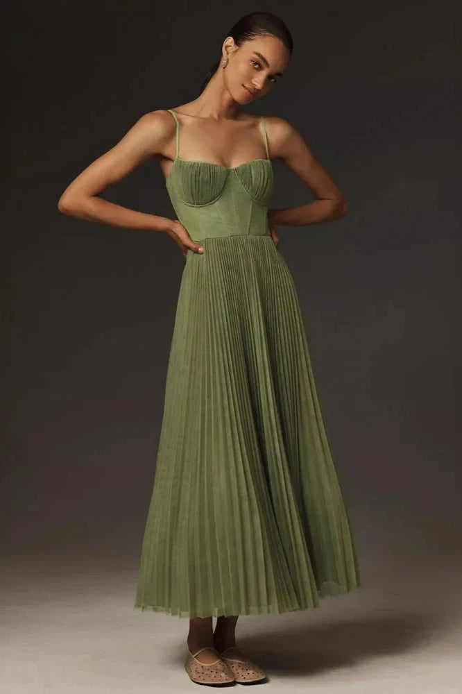 Damen Faltenärmelloses Kleid