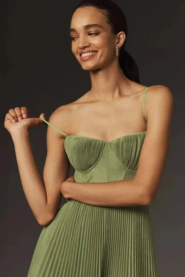 Damen Faltenärmelloses Kleid