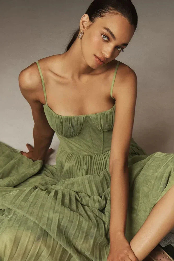 Megan | Plissiertes Tüll-Midikleid