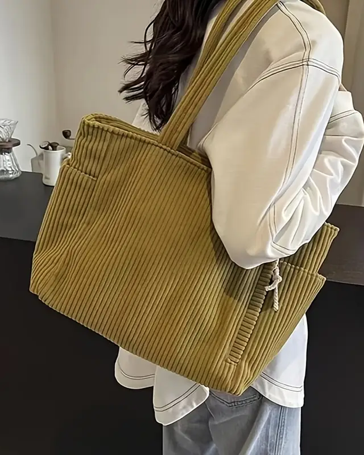 Damen Gerippte Tragetasche Mit Kordelzug