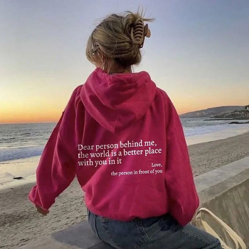 Damen Weißer Oversize Hoodie – "Dear Person Behind Me" Sweatshirt