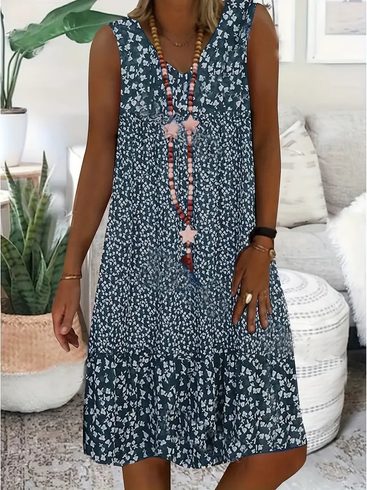 Damen V Ausschnitt Blumen Kleid