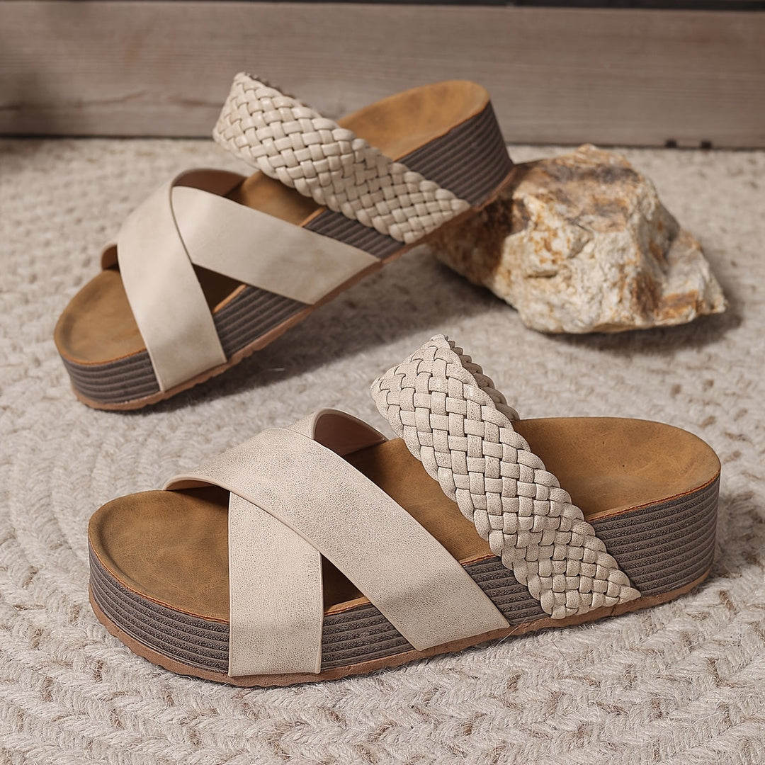 Damen Plateau Sandalen Aus Kunstleder Mit Stützfunktion