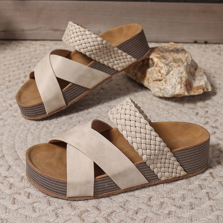 Damen Plateau Sandalen Aus Kunstleder Mit Stützfunktion