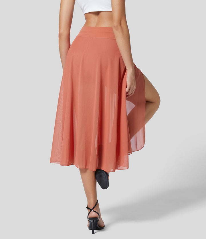 Damen Chiffonrock Mit Hohem Bund