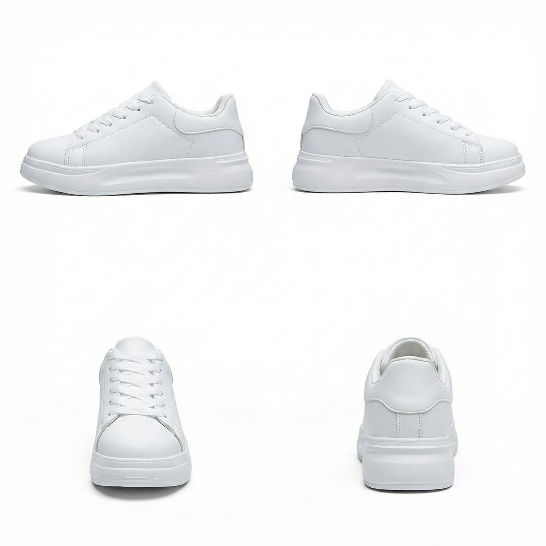 Damen Weiße Textil Schnür-Sneaker – Orthopädische Freizeit Komfort Turnschuhe