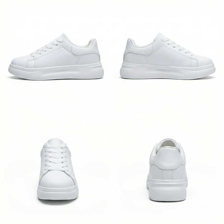 Damen Weiße Textil Schnür-Sneaker – Orthopädische Freizeit Komfort Turnschuhe