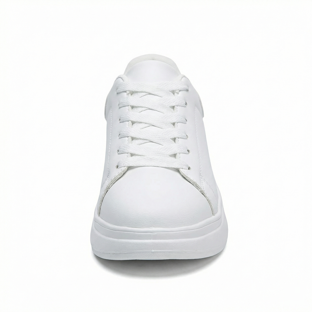 Damen Weiße Textil Schnür-Sneaker – Orthopädische Freizeit Komfort Turnschuhe