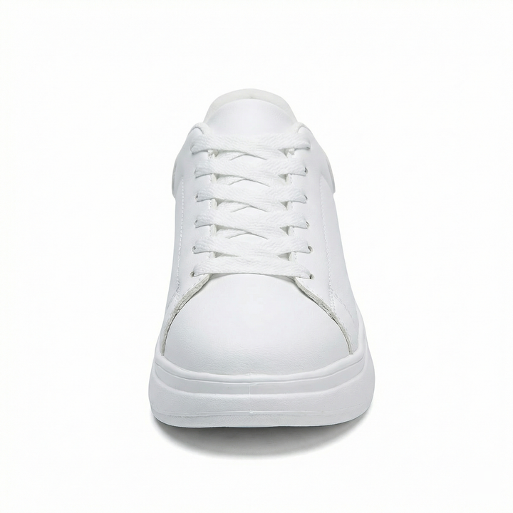 Damen Weiße Textil Schnür-Sneaker – Orthopädische Freizeit Komfort Turnschuhe