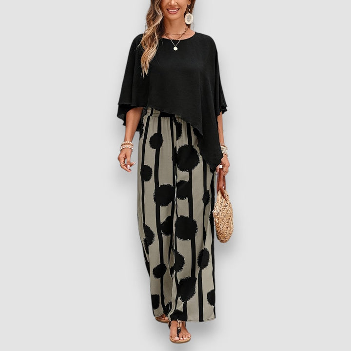 Claudia – Schicke Zweiteilige Set mit Asymmetrischem Top für Damen