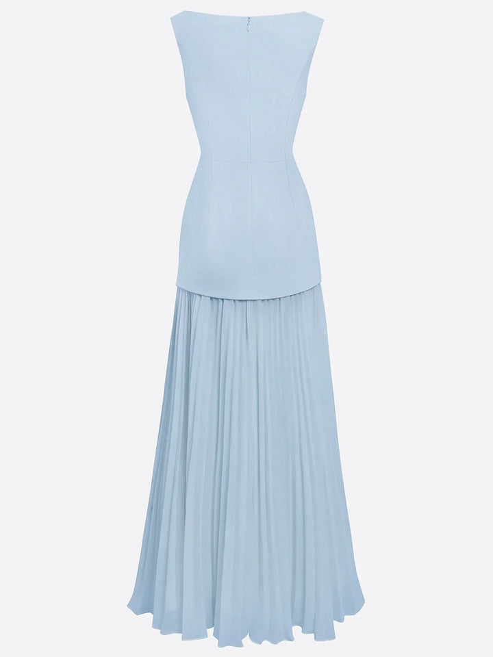 Ärmelloses Maxikleid für Damen mit fließenden Falten – Elegantes Brautjungfernkleid