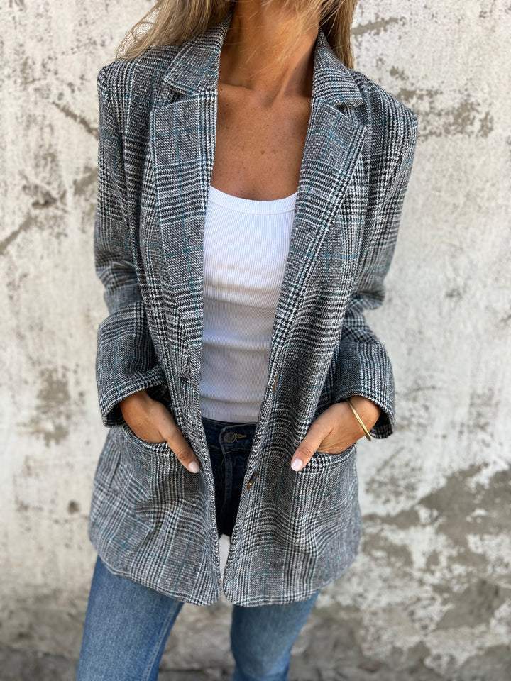 Damen Blazer Mit Lockerem Karomuster