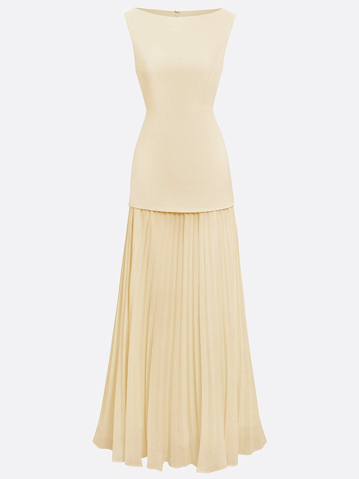 Ärmelloses Maxikleid für Damen mit fließenden Falten – Elegantes Brautjungfernkleid