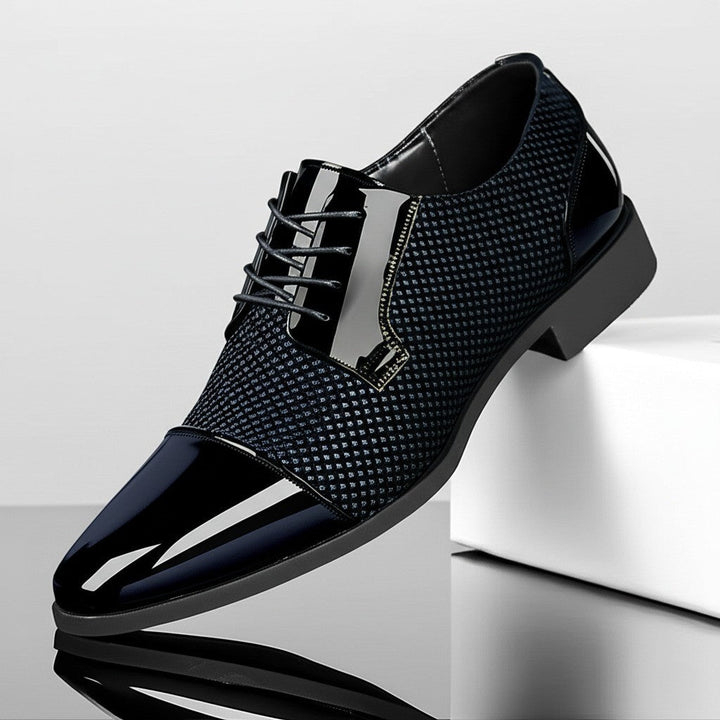 Herren Lackleder Oxford Schuhe Mit Punktmuster – Elegante Business Schuhe