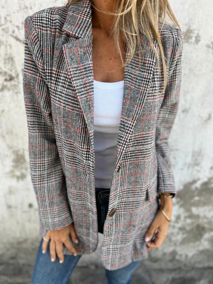 Damen Blazer Mit Lockerem Karomuster