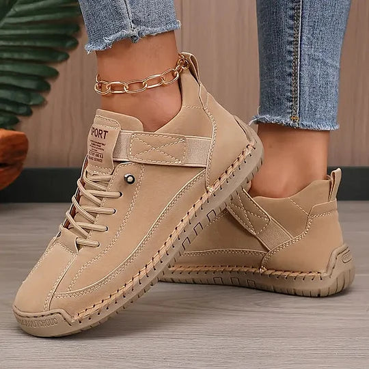 Damen-Sneaker aus Leder mit Schnürung – Bequeme und stützende Laufschuhe