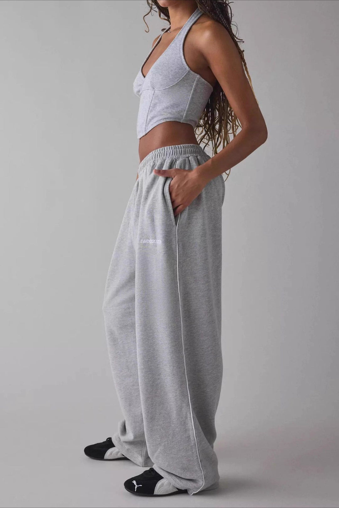 Damen Lange Bestickte Locker Geschnittene Strickhose – Müheloser Chic