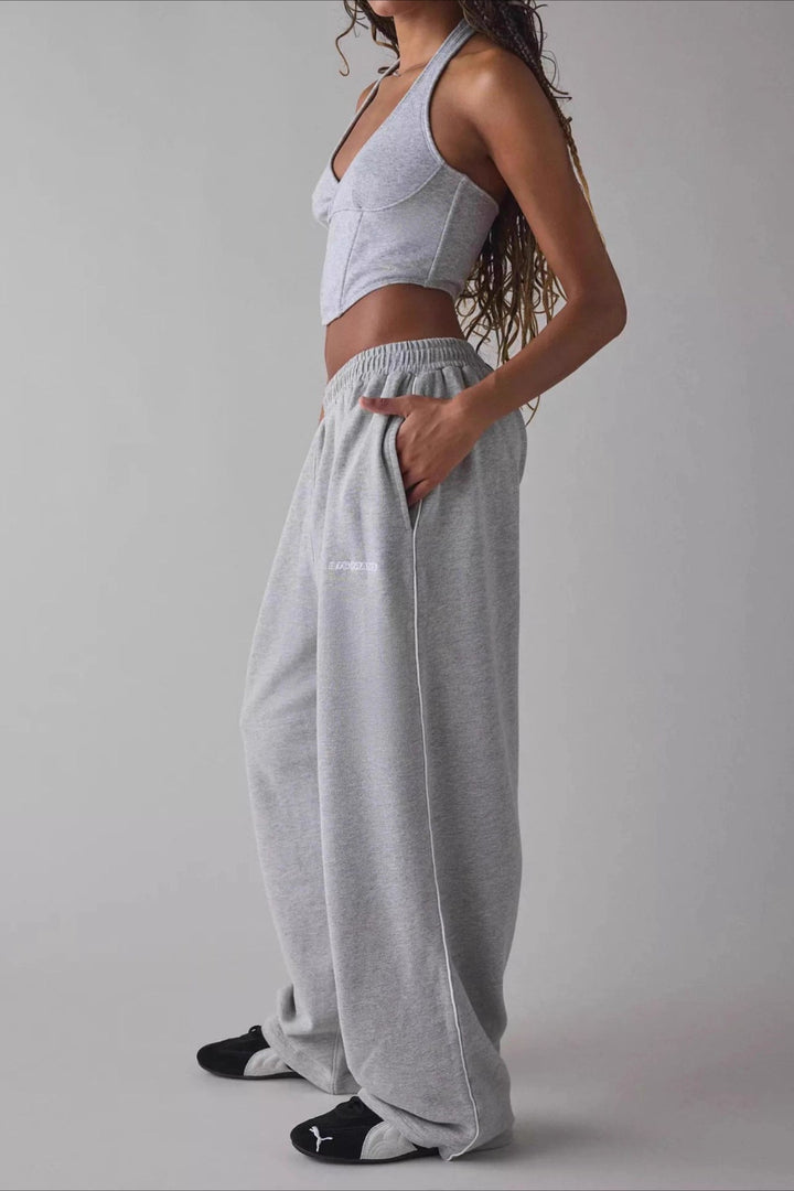 Damen Lange Bestickte Locker Geschnittene Strickhose – Müheloser Chic