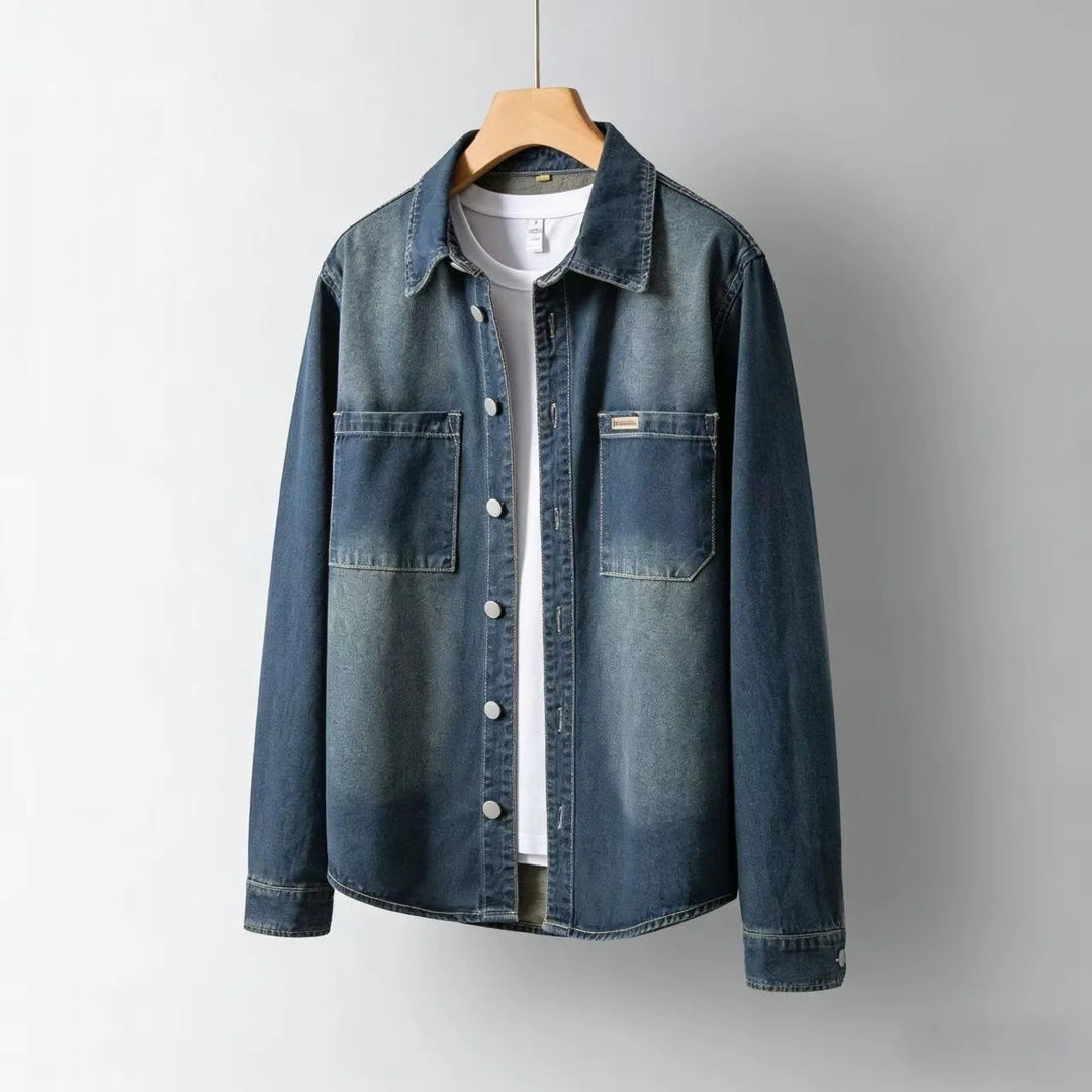 Herren Vintage-Stil Lockerer Denim Overshirt – Klassische Legere Lagenjacke