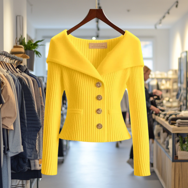 Damen Strickjacke Mit Breitem Kragen