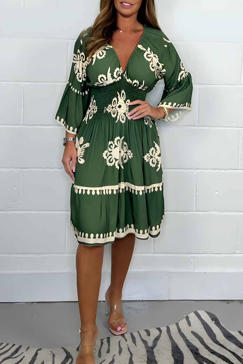 Damen Sommerkleid Im Boho Stil Mit Langarm