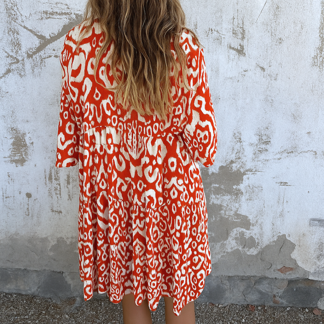 Damen Kleid Mit V Ausschnitt Und Lockerer Passform