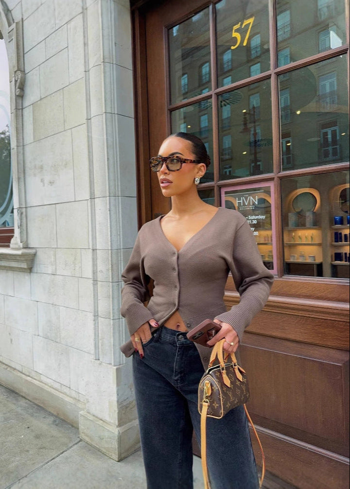 Damen Knopf Strickjacke – Weicher Langarm Gemütlicher Pullover
