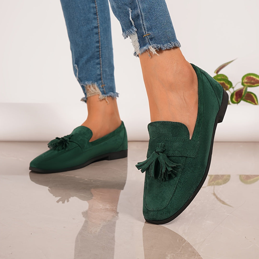 Damen Vintage Slip-On Flats Mit Quasten – Weiche Sohle Komfortschuhe