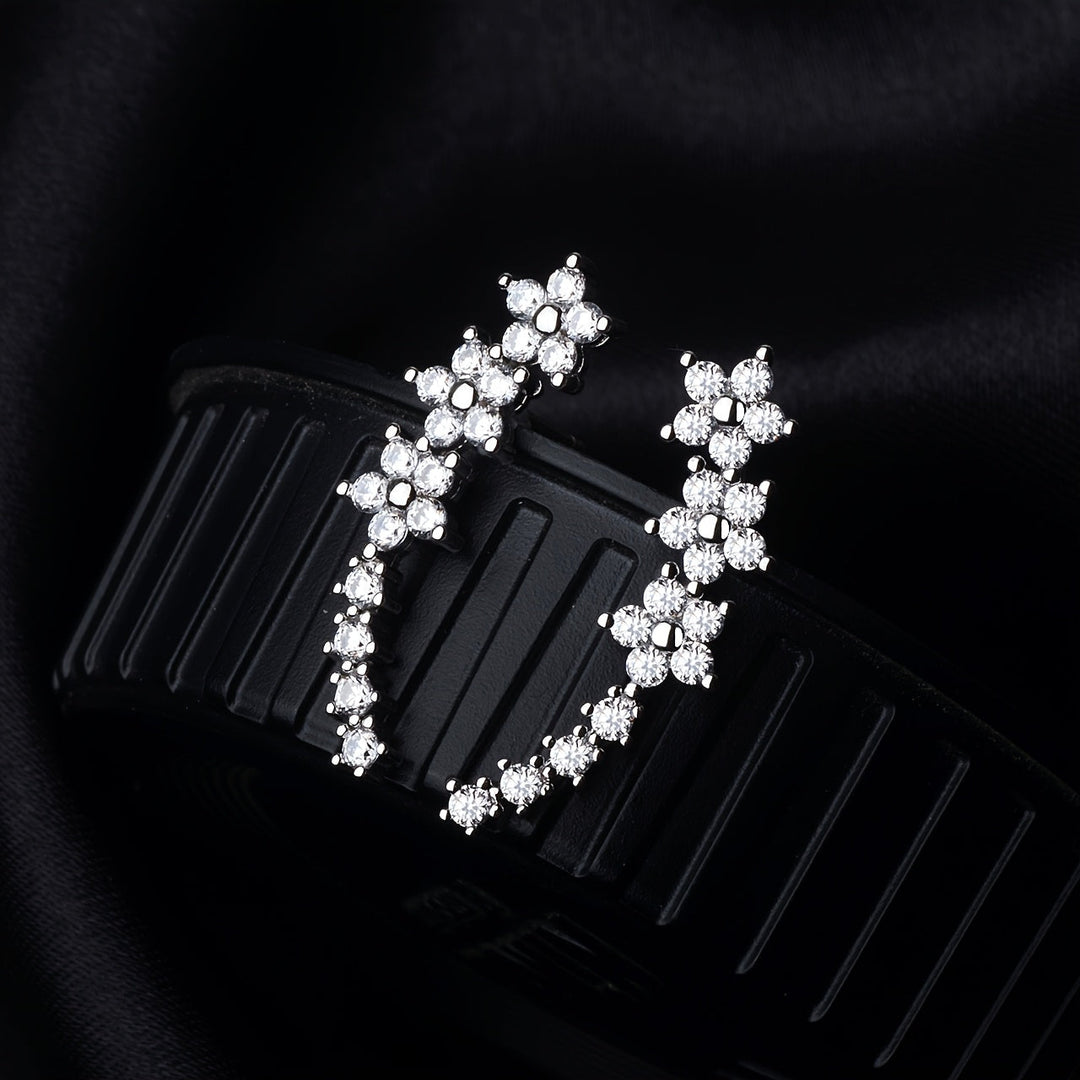 Damen Glitzernde Ohrklemmen Mit Blumen- Und Sternenmotiv – Eleganter Schmuck